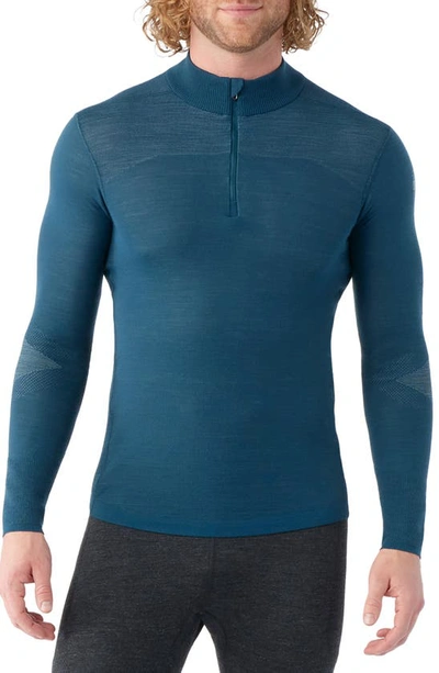 Smartwool Intraknit™ Thermal Merino Wool Blend Quarter Zip Base Layer In Twilight Blue