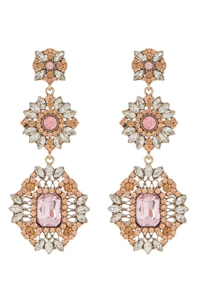 Tasha Crystal Floral Drop Earrings In Light Rose