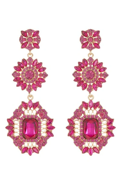 Tasha Crystal Floral Drop Earrings In Purple
