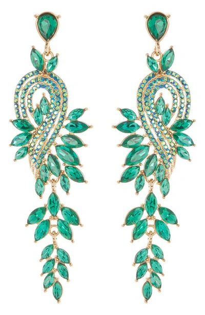 Tasha Crystal Swirl Tapered Drop Earrings In Emerald