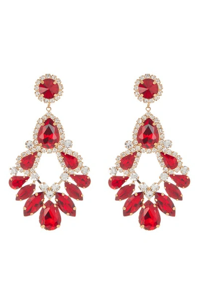 Tasha Crystal Drop Statement Earrings In Red