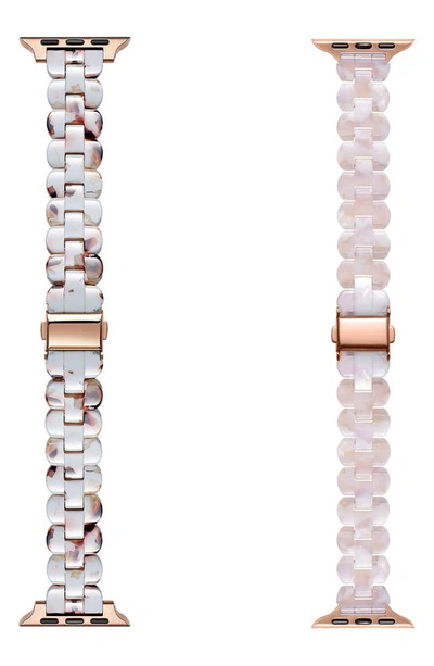 The Posh Tech Set Of 2 Apple Watch Bands In Ivory/ Blush Tortoise