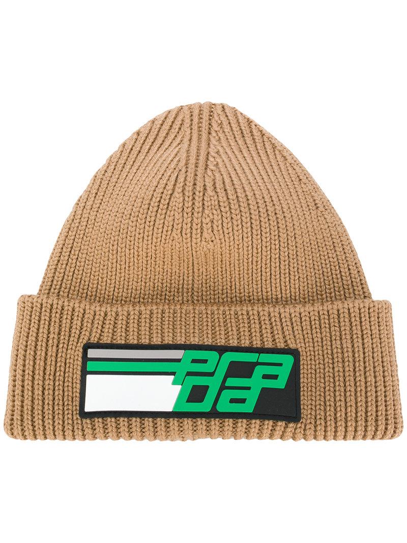 prada logo beanie