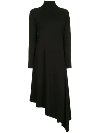Ll By Litkovskaya Asymmetric Jersey Dress In Black