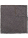 Fendi Logo-print Cotton-blend Scarf In Brown