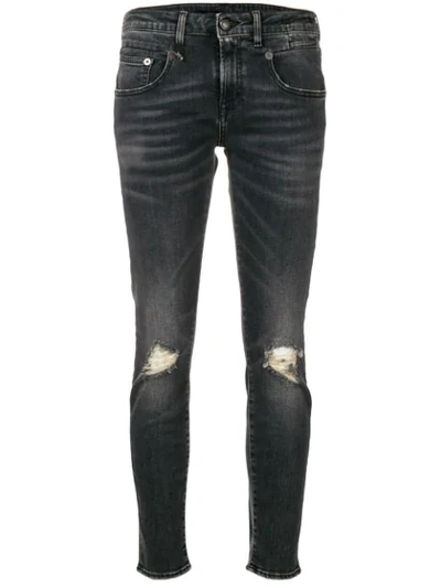 R13 Distressed Skinny Jeans In Black