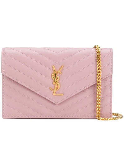 Saint Laurent Monogram Chain Shoulder Bag - Pink & Purple In Pink & Purple