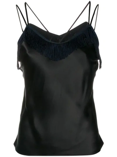 Pinko Fringed Camisole Top In Black
