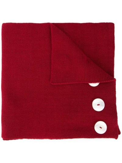 0711 Button Embellished Long Scarf In Red