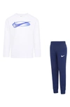 Nike Kids' Swoosh Long Sleeve Tee & Joggers Set In Midnight Navy