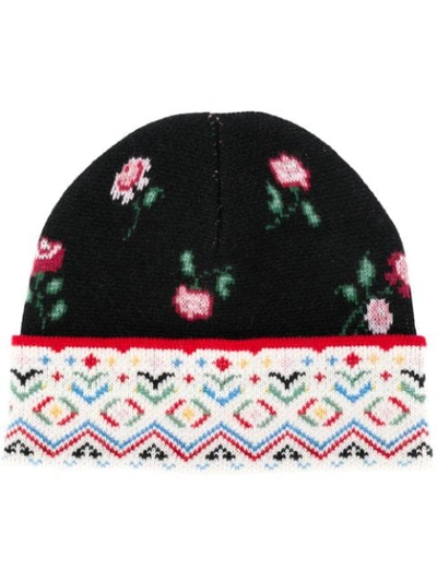 Alanui Floral Beanie Hat - Black