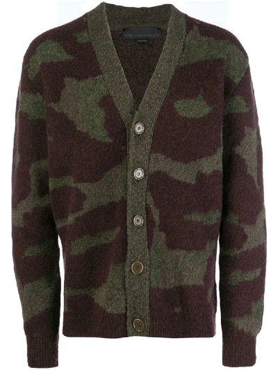 Stella Mccartney Camouflage-intarsia Brushed Wool-blend Cardigan - Brown In Multicolor