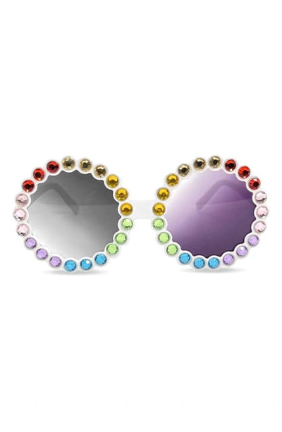 Glambaby Kids' Bejeweled Round Sunglasses In White