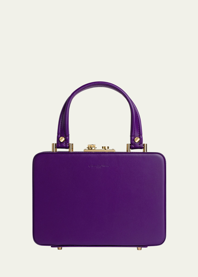 Gianvito Rossi Box Leather Top-handle Bag In Purple