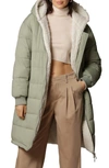 Avec Les Filles Thermal Puff™ Faux Shearling Lined Hooded Puffer Coat In Aventurine
