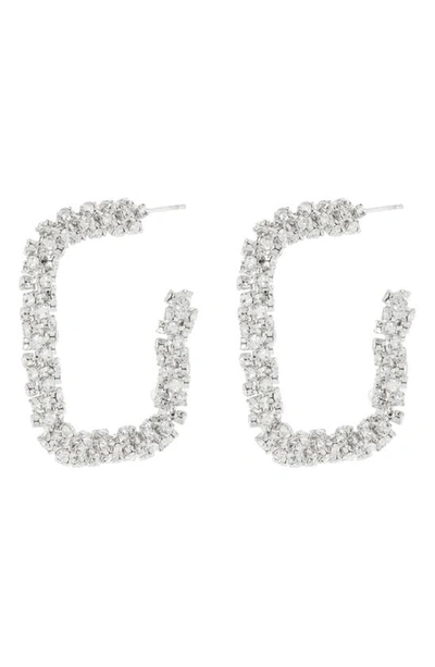 Tasha Pavé Crystal Square Hoop Earrings In Silver