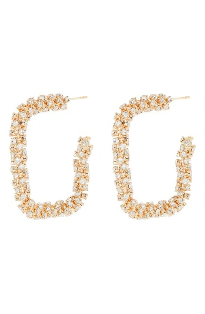 Tasha Pavé Crystal Square Hoop Earrings In Gold