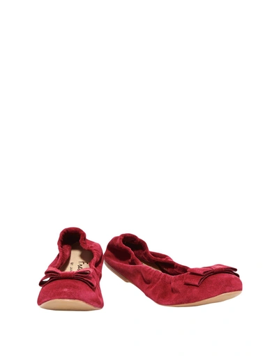French Sole Ballet Flats In Maroon