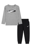 Nike Kids' Swoosh Long Sleeve Tee & Joggers Set In Black