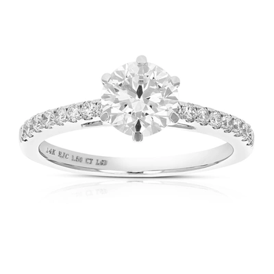 Vir Jewels 1.50 Cttw Wedding Engagement Ring For Women, Round Lab Grown Diamond Ring In 14k White Gold, Prong S