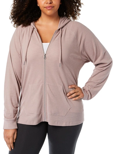 Calvin Klein Performance Plus Womens Zip-up Ruched Hoodie In Purple