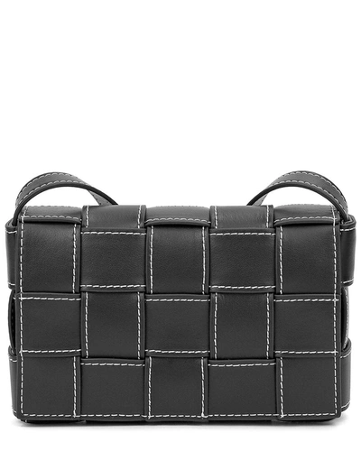 Tiffany & Fred Paris Woven Leather Crossbody In Black