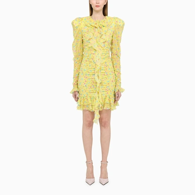 Alessandra Rich Yellow Printed Short Dress