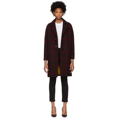 Dsquared2 Checked Single Breasted Coat In 001f Red Ch