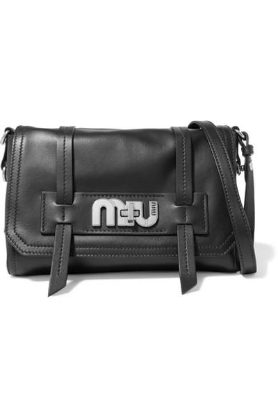 Miu Miu Grace Leather Shoulder Bag In Black