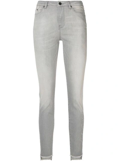 Karl Lagerfeld Skinny Fringed Jeans In Grey