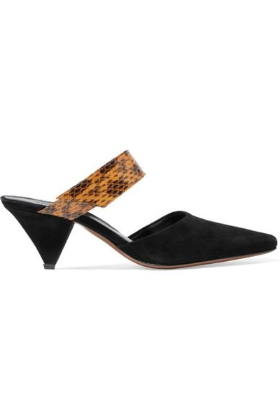 Neous Seven Suede And Elaphe Mules In Black