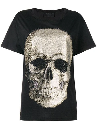Philipp Plein Embellished Skull T-shirt In Black