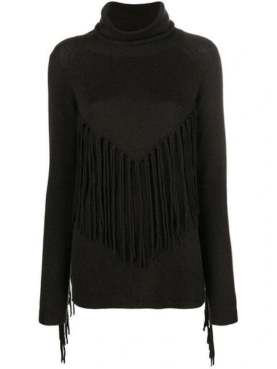 P.a.r.o.s.h Fringed Turtle Neck Jumper In Brown