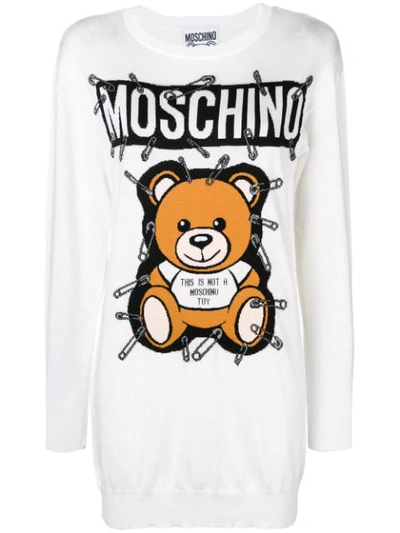 Moschino Toy Bear Sweatshirt Dress In White