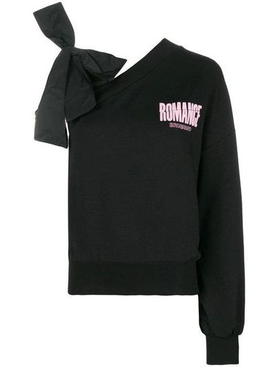 Brognano Bow Asymmetric Sleeves Sweatshirt In Black