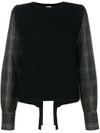 N°21 Checked Sleeves Sweater In Black