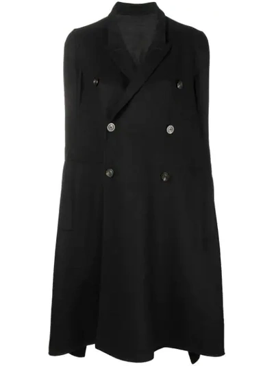 Rick Owens Flared Double-breasted Coat In Black