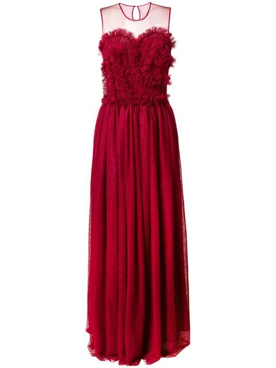 P.a.r.o.s.h Sleeveless Flared Maxi Dress In Red