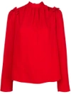Msgm High Neck Blouse In Red