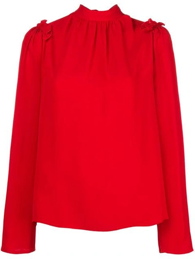 Msgm High Neck Blouse In Red