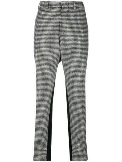 N°21 Checked Bi-material Side-stripe Trousers In Black