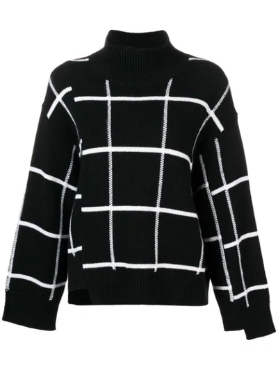 Mrz Checked Knit Sweater In Black White