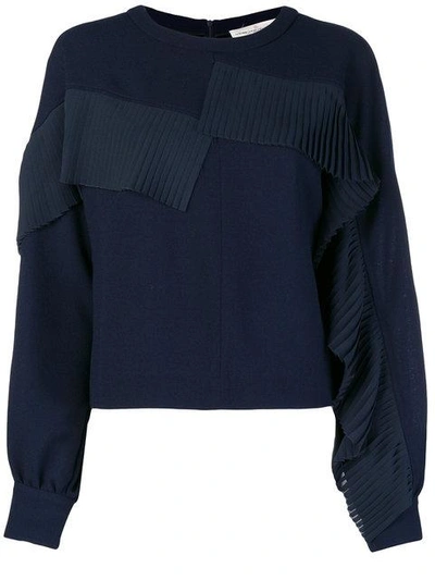 Golden Goose Gemini Blue Virgin Wool Fringed Blouse In Navy