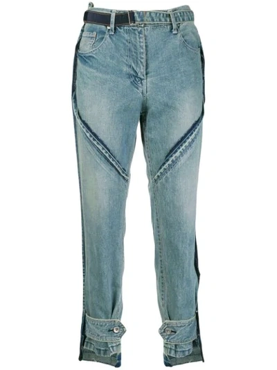 Sacai Buckle Cropped Jeans In Blue