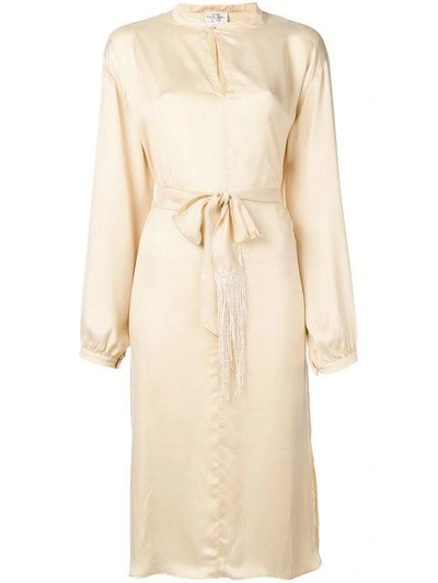 Forte Forte Belted Satin Midi Dress In Neutrals