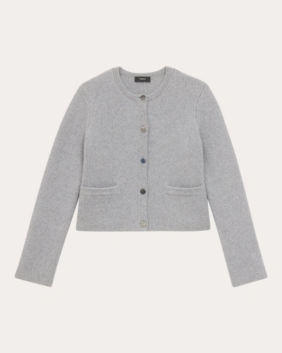 Theory Women's Felted Wool & Cashmere Knit Jacket In Light Heather Grey