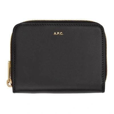 A.p.c. Black Emmanuelle Compact Wallet In Lzz Noir