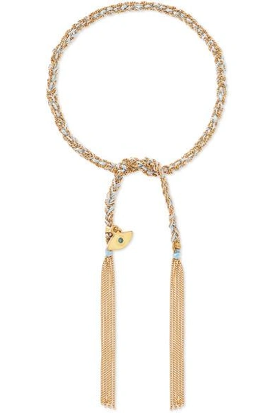 Carolina Bucci Protection Lucky 18-karat Gold, Diamond And Silk Bracelet