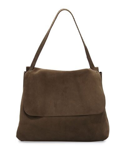 The Row Top-Handle 14 Suede Satchel Bag In Dark Olive Plaid | ModeSens
