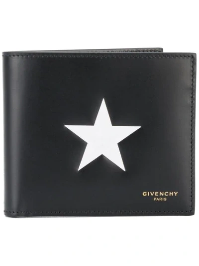 Givenchy Star Logo对折牛皮钱包 In Black